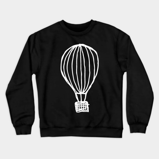 Hot Air Balloon Doodle White Crewneck Sweatshirt by Mijumi Doodles